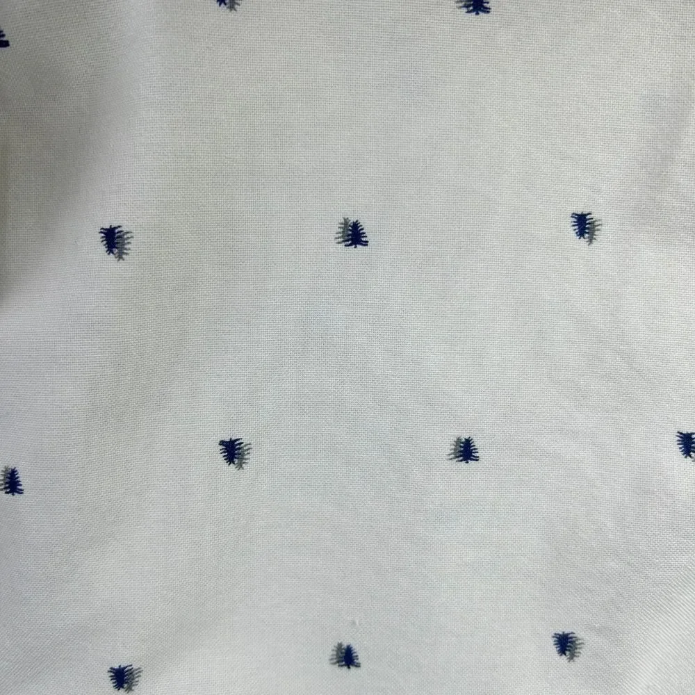 The North Face Men's White Tree‎ Print Cotton Long Sleeve Button-Up Shirt Large